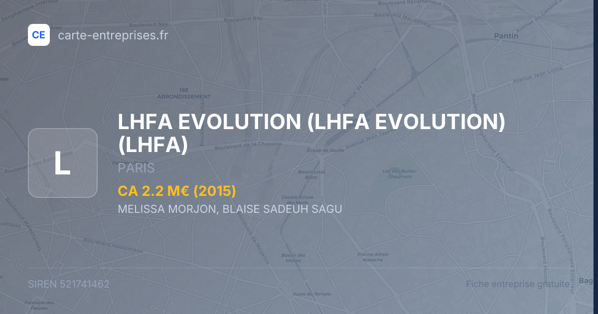 LHFA EVOLUTION (LHFA EVOLUTION) (LHFA) — 521741462 — fiche entreprise