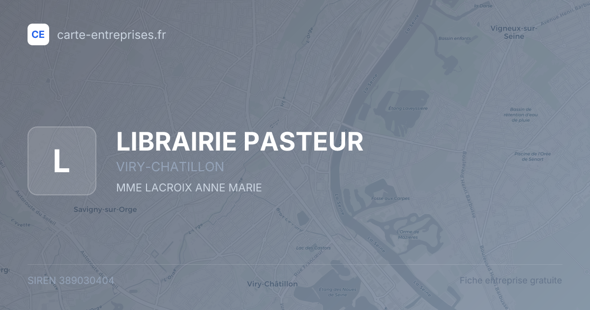 LIBRAIRIE PASTEUR — 389030404 — fiche entreprise