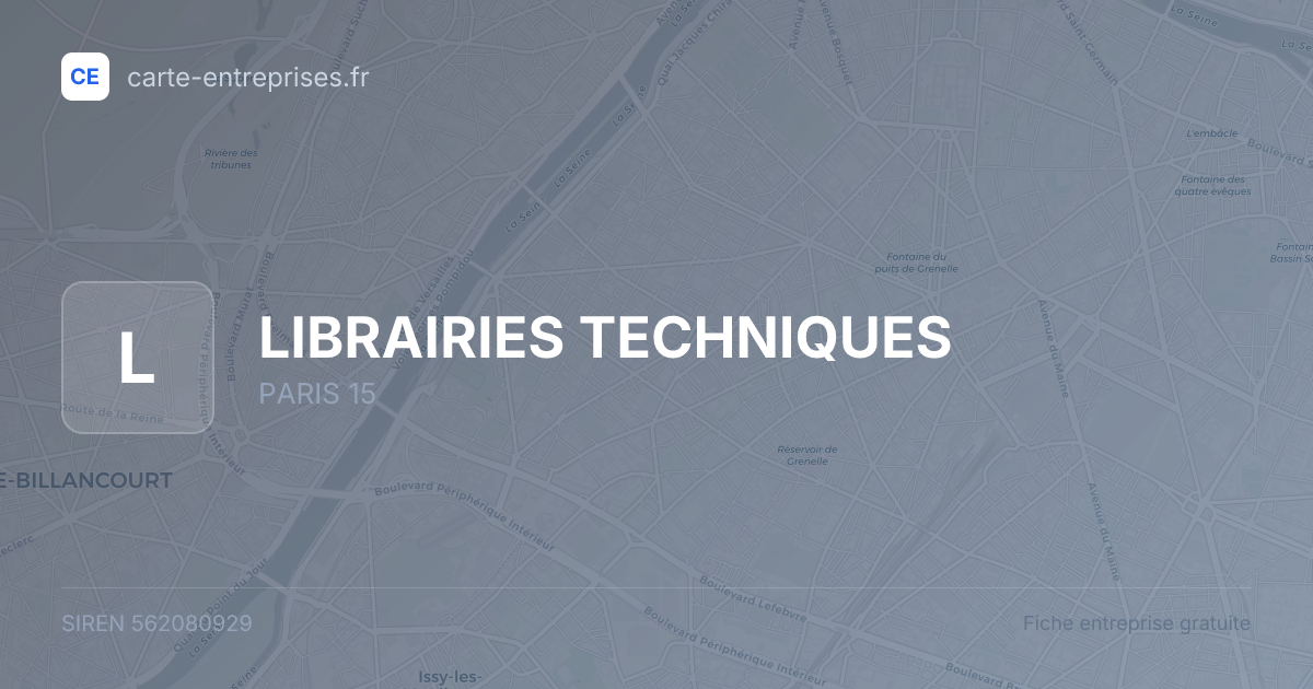 LIBRAIRIES TECHNIQUES — 562080929 — fiche entreprise