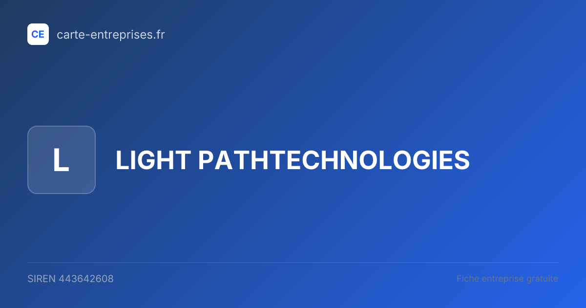 LIGHT PATHTECHNOLOGIES — 443642608 — fiche entreprise