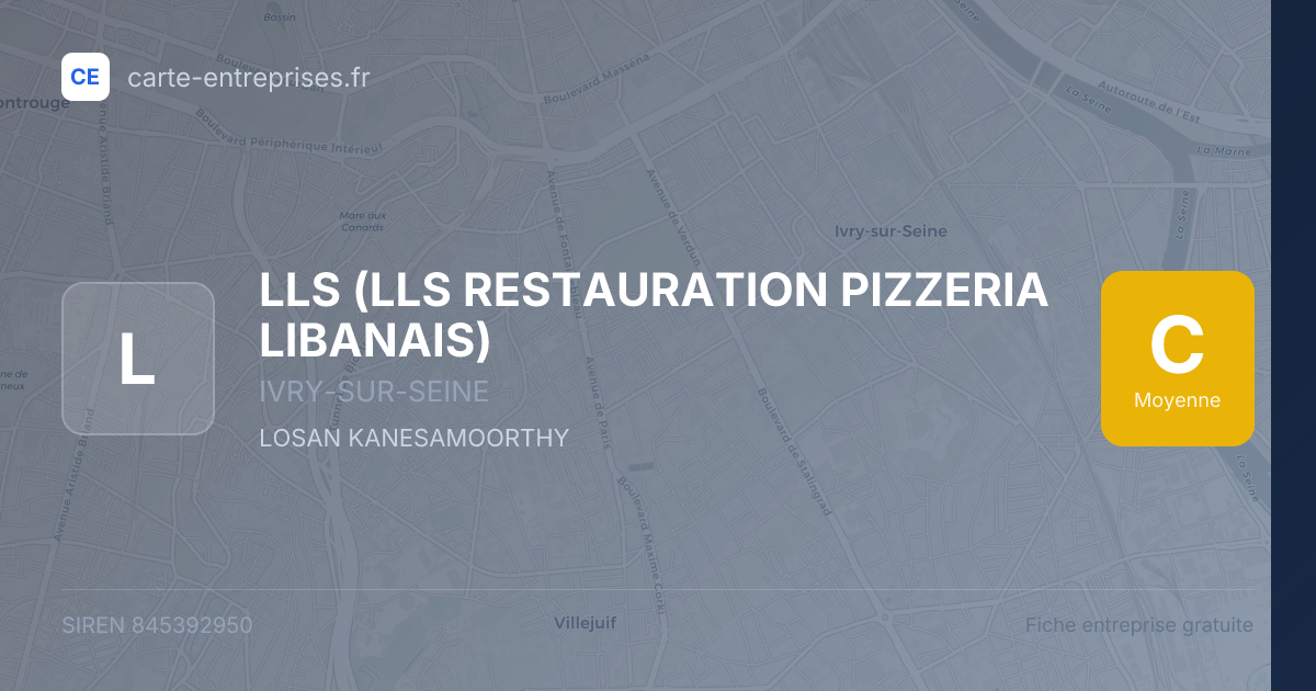 LLS (LLS RESTAURATION PIZZERIA LIBANAIS) — 845392950 — fiche entreprise