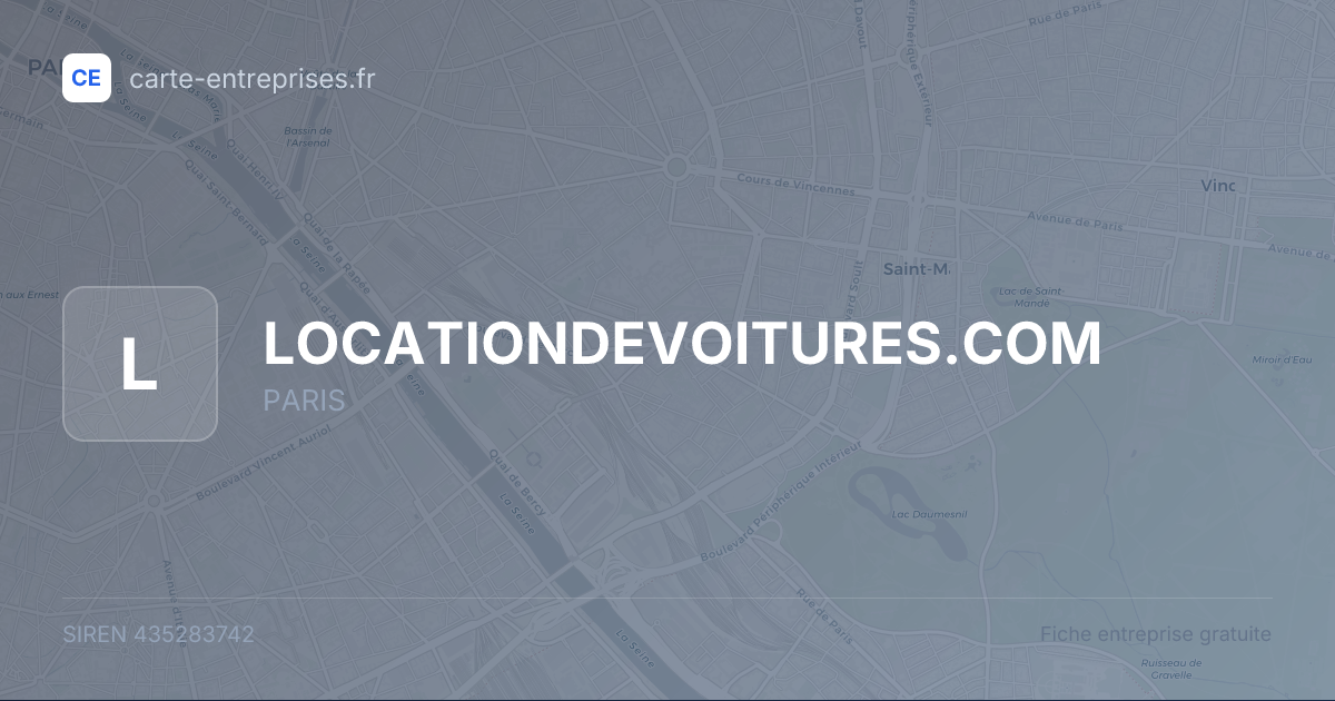 LOCATIONDEVOITURES.COM — 435283742 — fiche entreprise