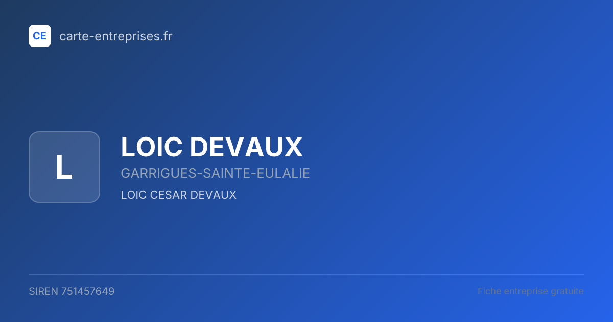 LOIC DEVAUX — 751457649 — fiche entreprise