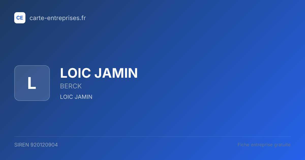 LOIC JAMIN — 920120904 — fiche entreprise