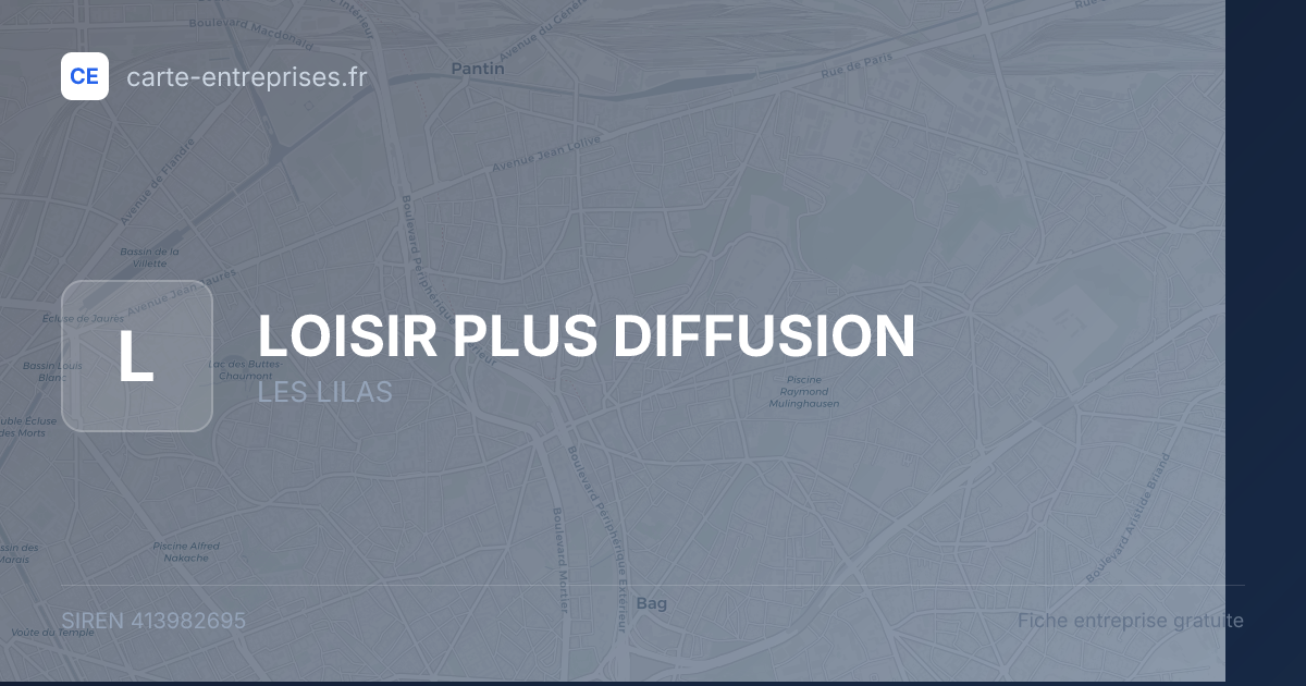 LOISIR PLUS DIFFUSION — 413982695 — fiche entreprise