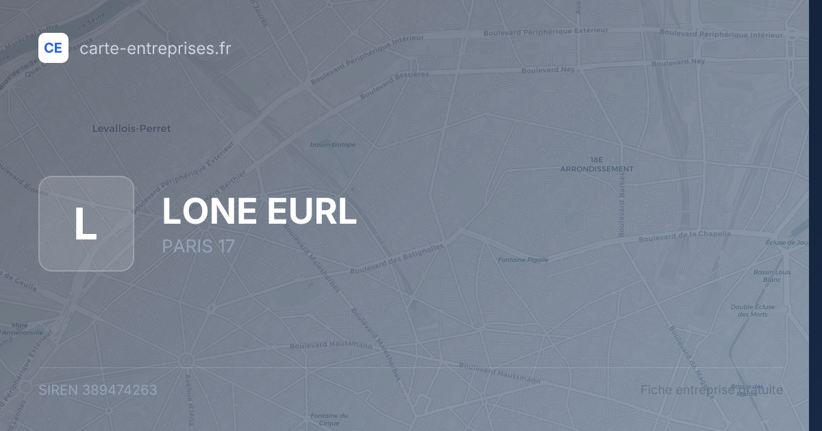 LONE EURL — 389474263 — fiche entreprise
