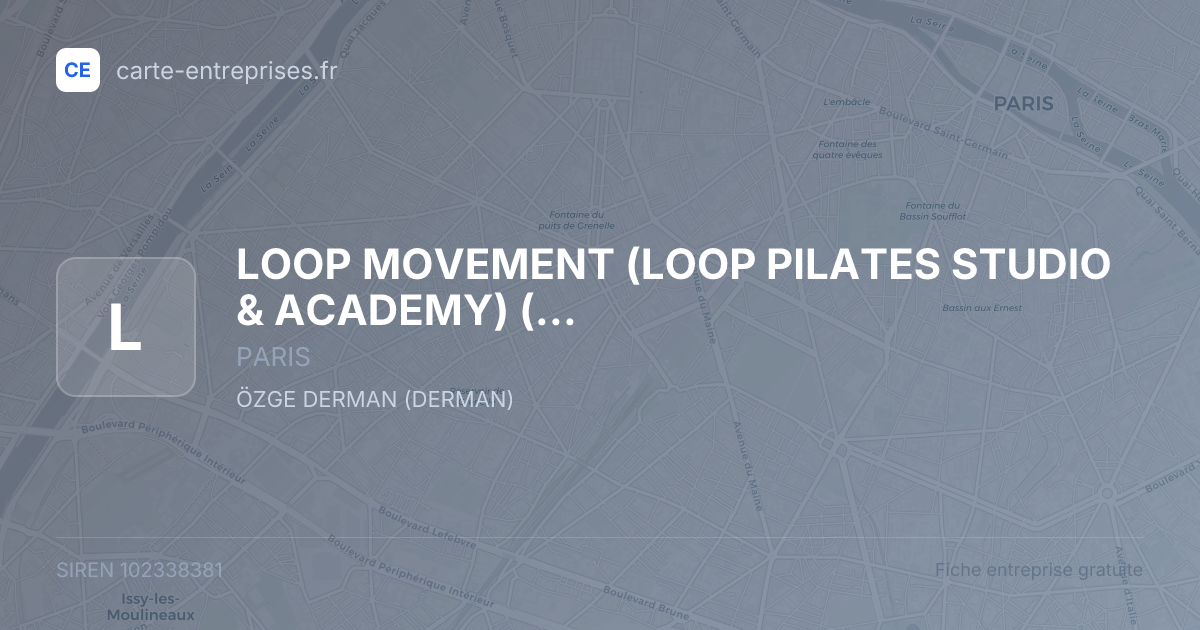 LOOP MOVEMENT (LOOP PILATES STUDIO & ACADEMY) (LOOP) — 102338381 — fiche entreprise