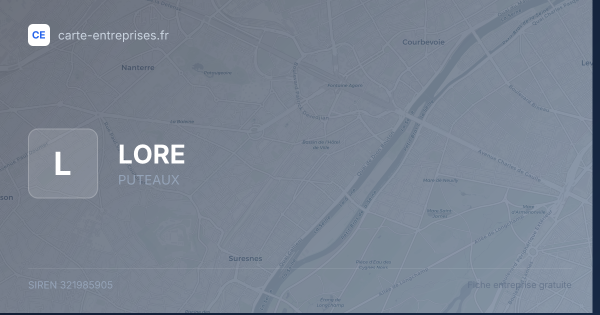 LORE — 321985905 — fiche entreprise