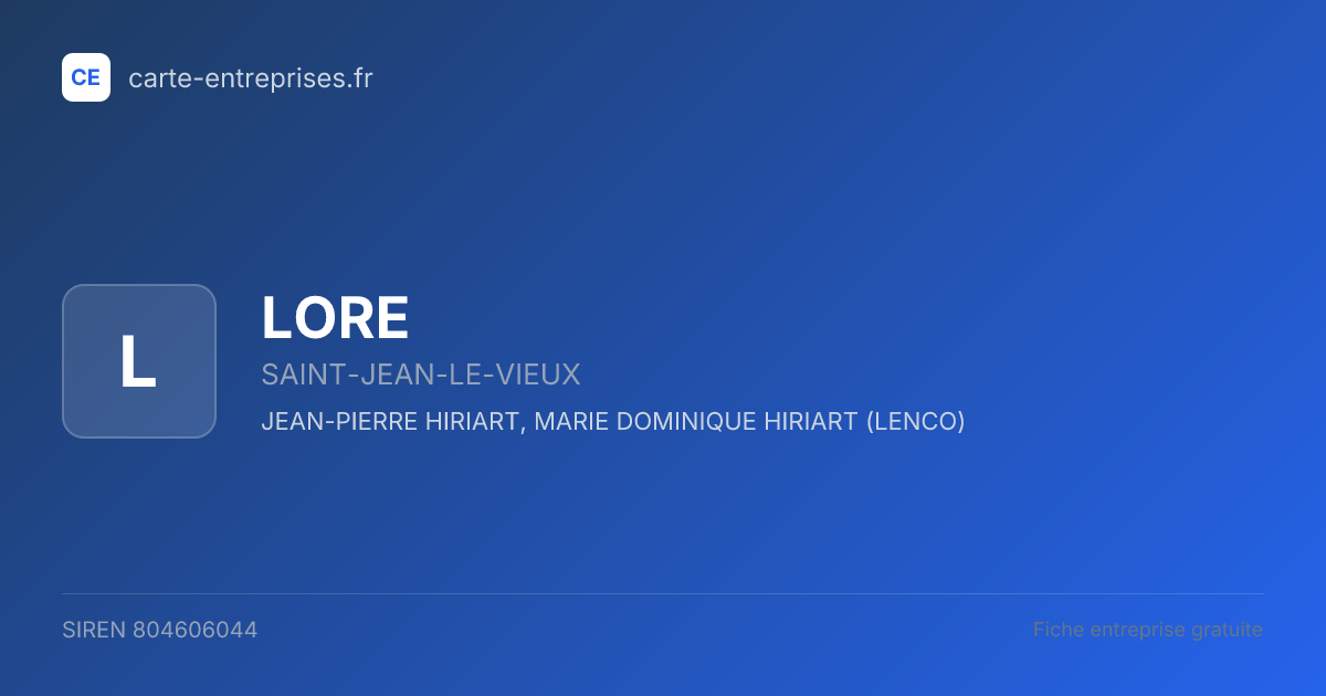 LORE — 804606044 — fiche entreprise