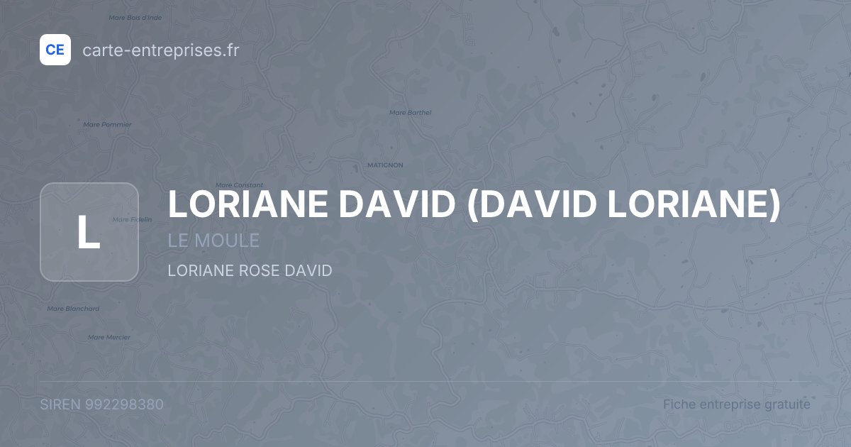 LORIANE DAVID (DAVID LORIANE) — 992298380 — fiche entreprise