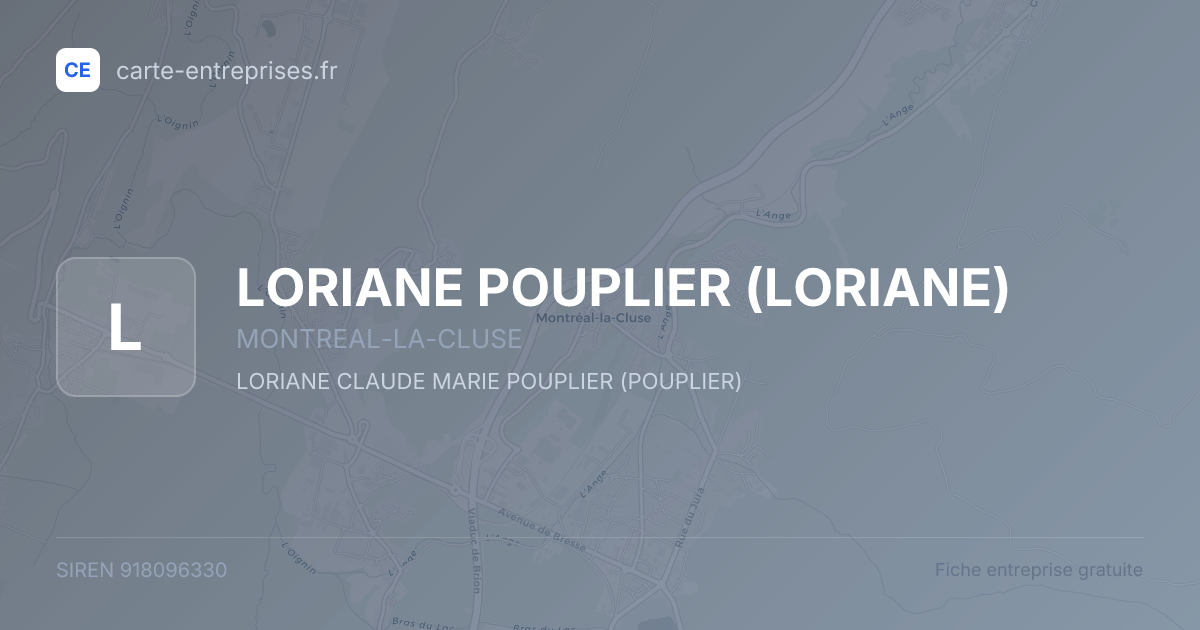 LORIANE POUPLIER (LORIANE) — 918096330 — fiche entreprise