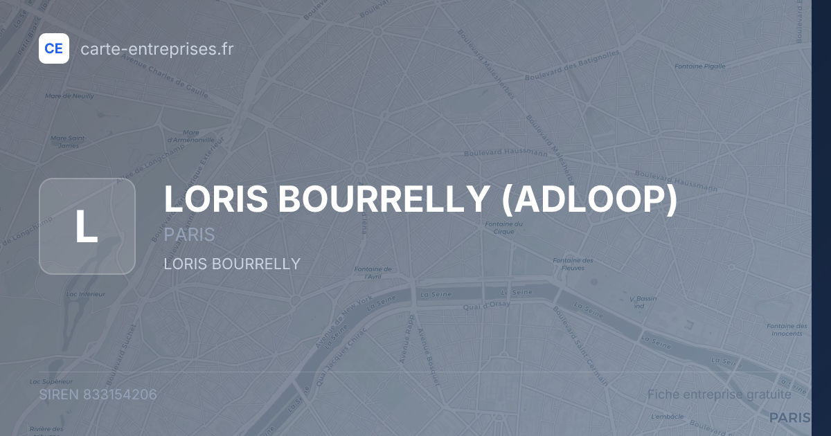 LORIS BOURRELLY (ADLOOP) — 833154206 — fiche entreprise