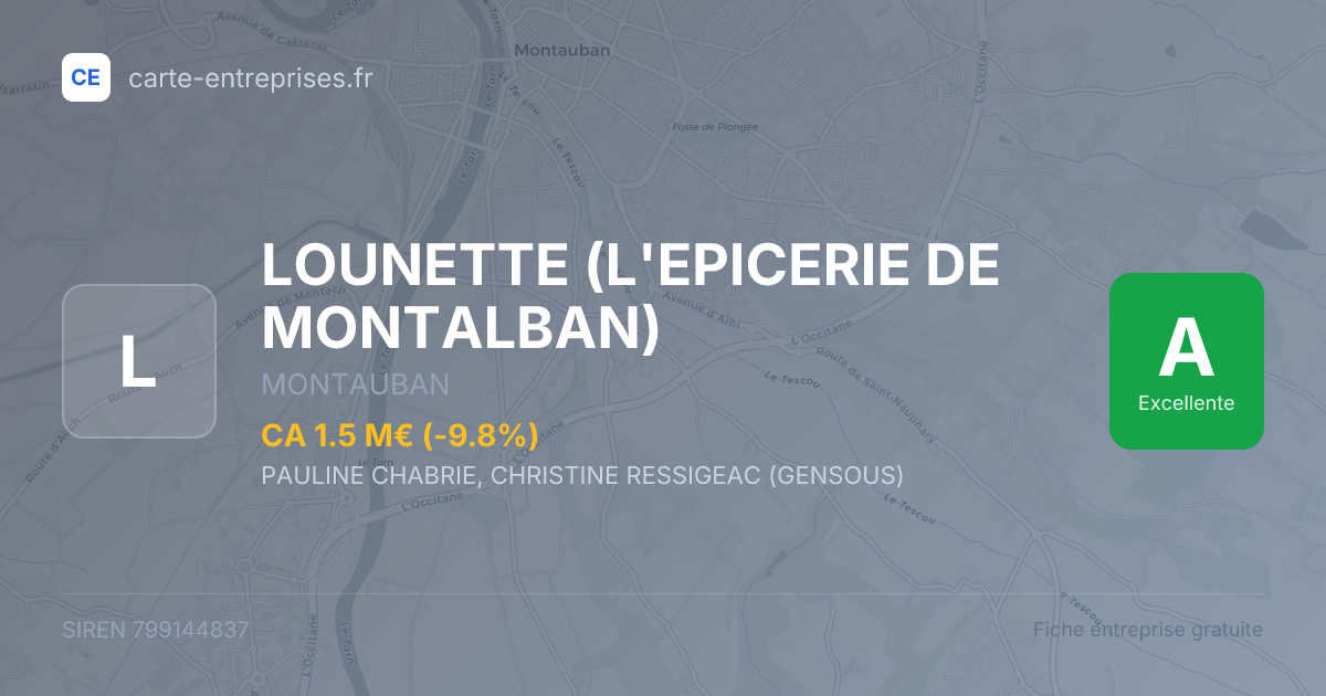LOUNETTE (L'EPICERIE DE MONTALBAN) — 799144837 — fiche entreprise