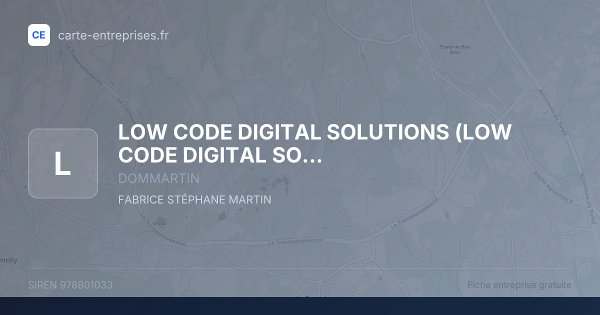 LOW CODE DIGITAL SOLUTIONS (LOW CODE DIGITAL SOLUTIONS) (L.C.D.S.) — 978801033 — fiche entreprise