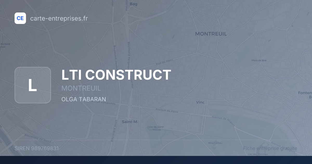 LTI CONSTRUCT — 989769831 — fiche entreprise