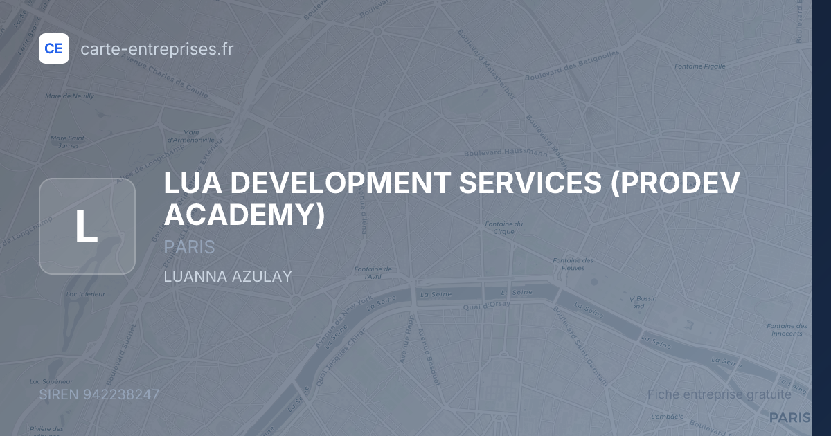 LUA DEVELOPMENT SERVICES (PRODEV ACADEMY) — 942238247 — fiche entreprise