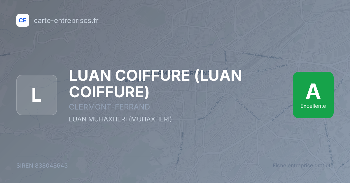 LUAN COIFFURE (LUAN COIFFURE) — 838048643 — fiche entreprise