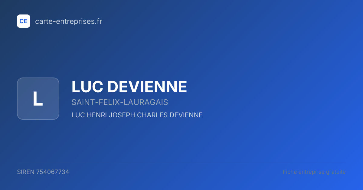 LUC DEVIENNE — 754067734 — fiche entreprise