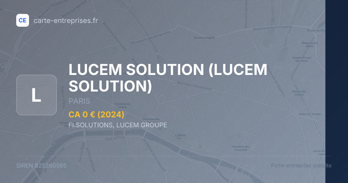 LUCEM SOLUTION — 825260565 — fiche entreprise