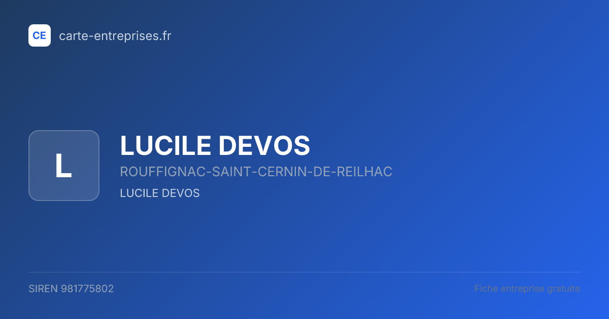 LUCILE DEVOS — 981775802 — fiche entreprise