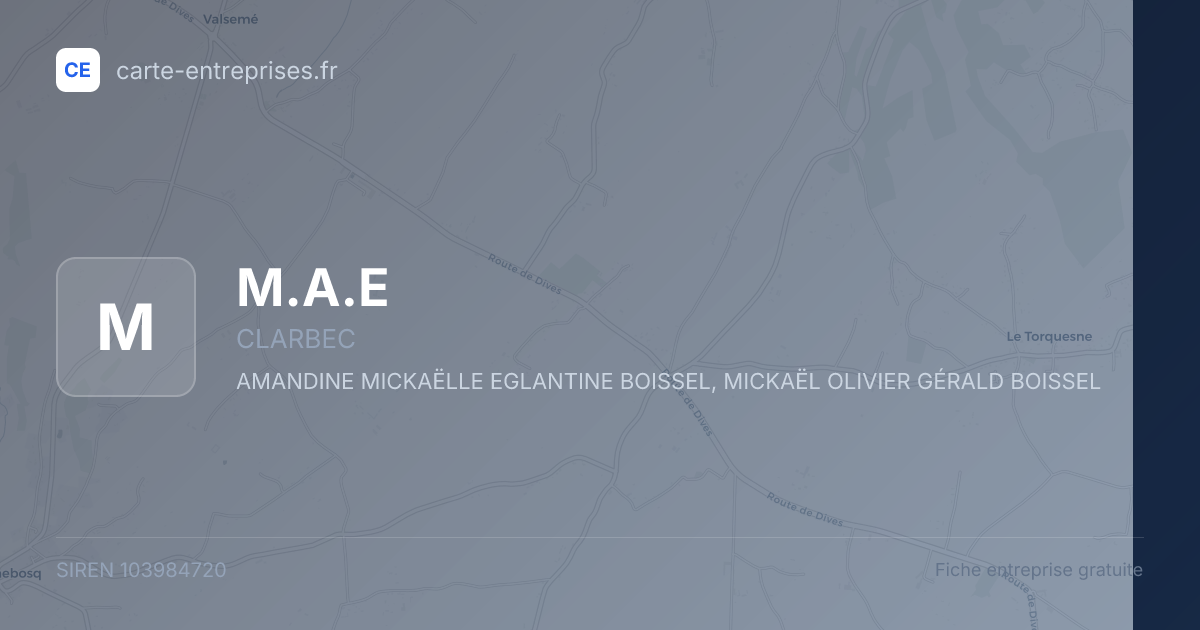 M.A.E — 103984720 — fiche entreprise