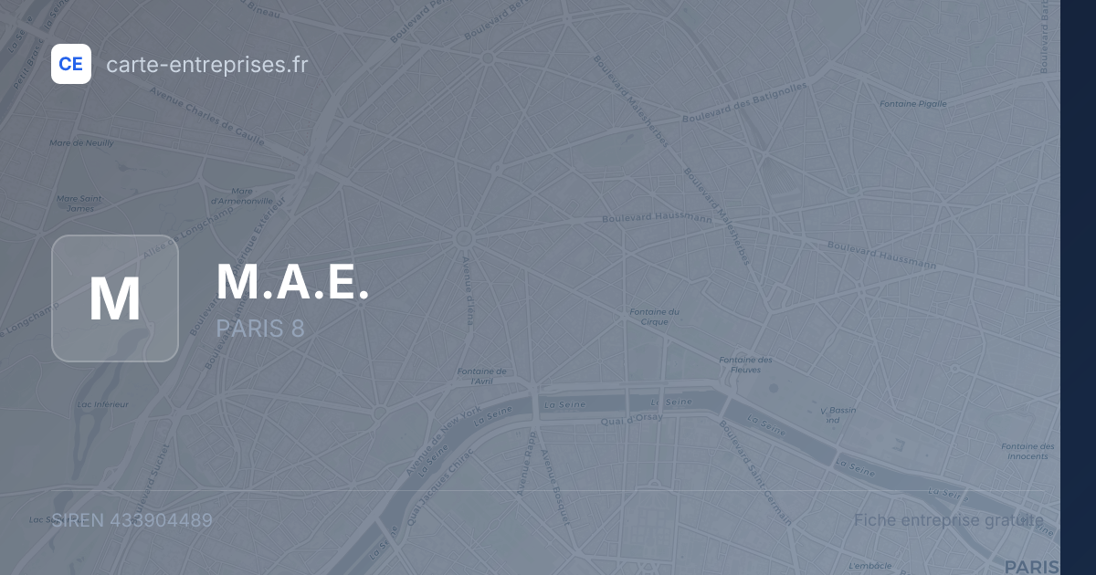 M.A.E. — 433904489 — fiche entreprise