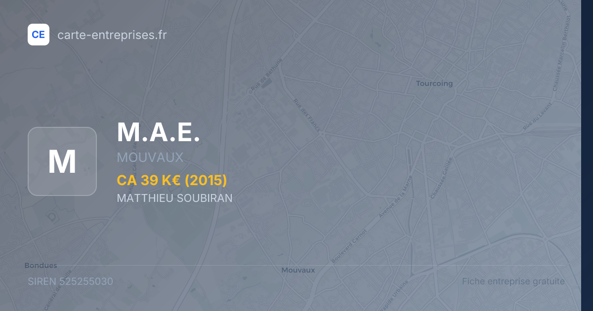 M.A.E. — 525255030 — fiche entreprise