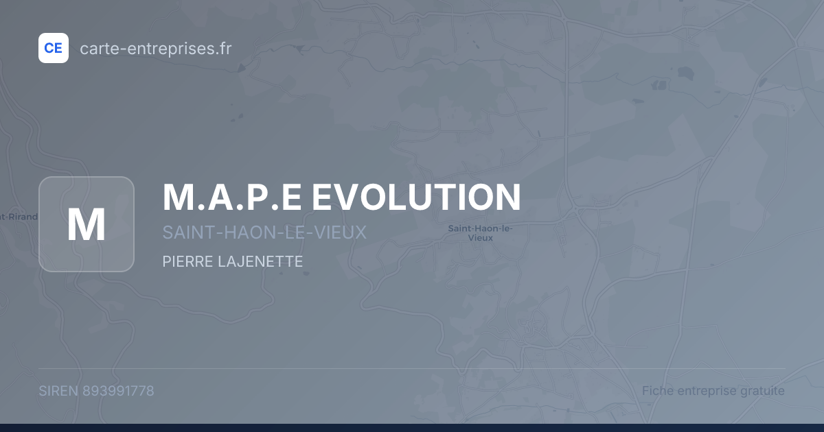 M.A.P.E EVOLUTION — 893991778 — fiche entreprise