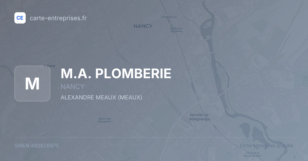 M.A. PLOMBERIE — 482626975 — fiche entreprise