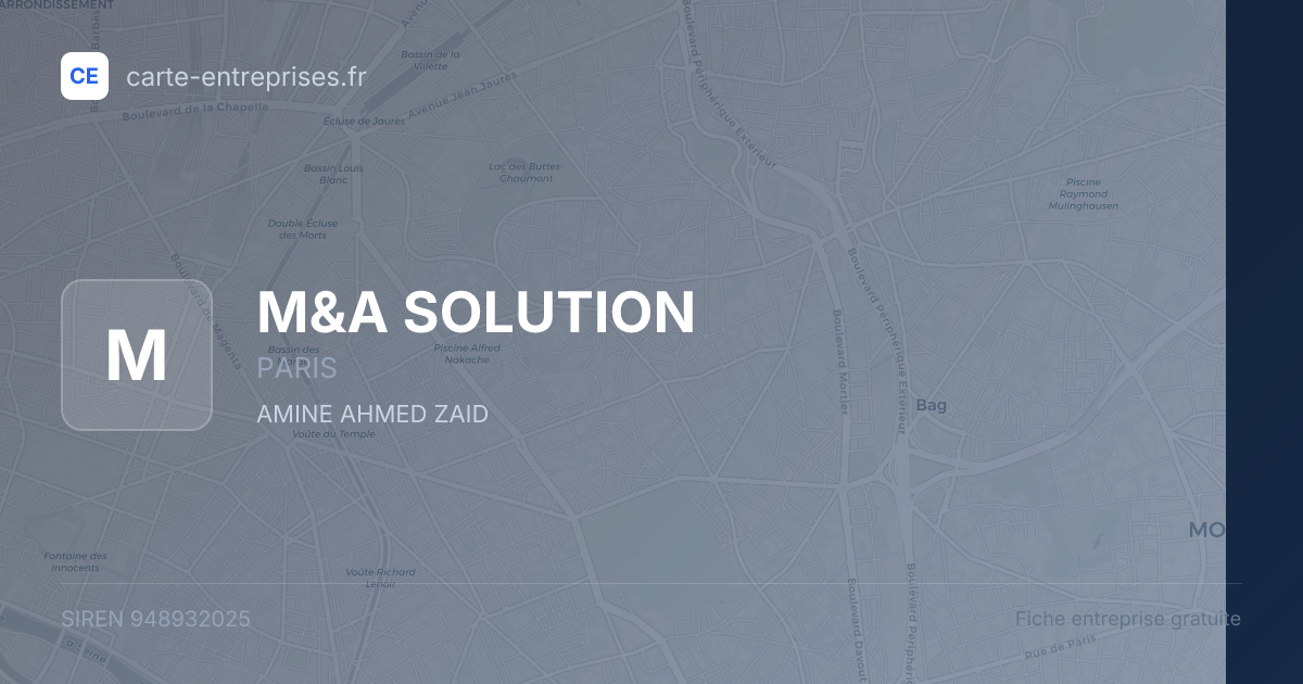 M&A SOLUTION — 948932025 — fiche entreprise