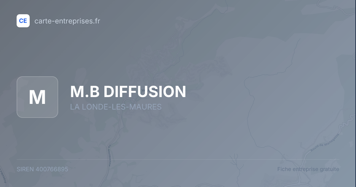 M.B DIFFUSION — 400766895 — fiche entreprise
