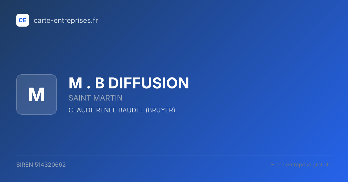 M . B DIFFUSION — 514320662 — fiche entreprise