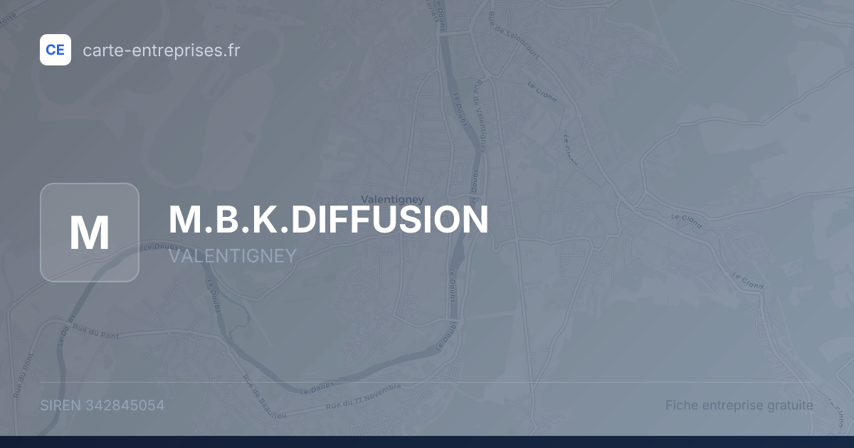 M.B.K.DIFFUSION — 342845054 — fiche entreprise