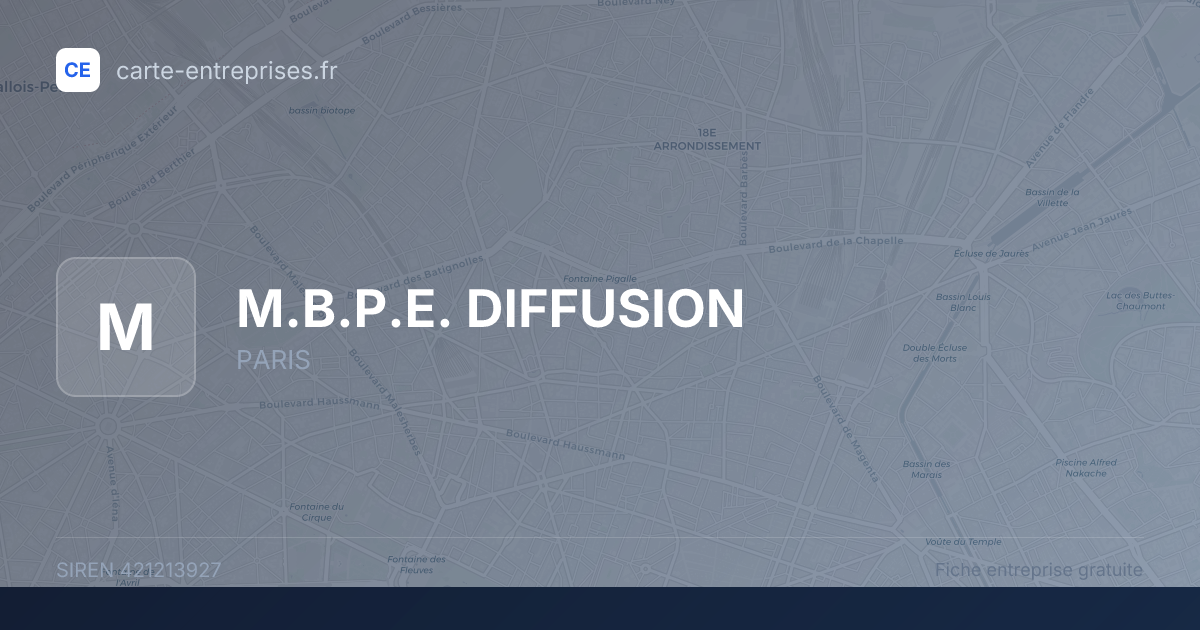 M.B.P.E. DIFFUSION — 421213927 — fiche entreprise