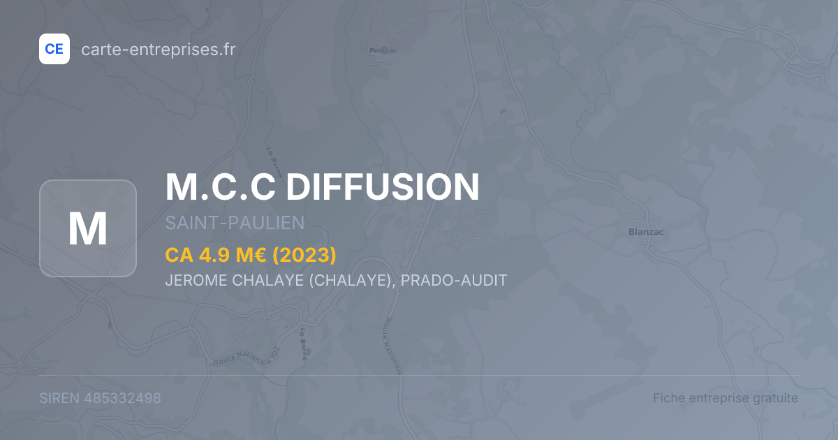 M.C.C DIFFUSION — 485332498 — fiche entreprise