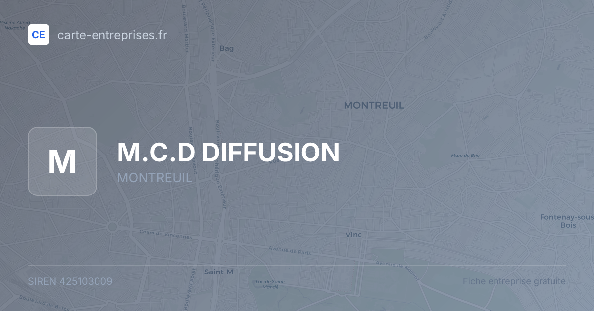 M.C.D DIFFUSION — 425103009 — fiche entreprise