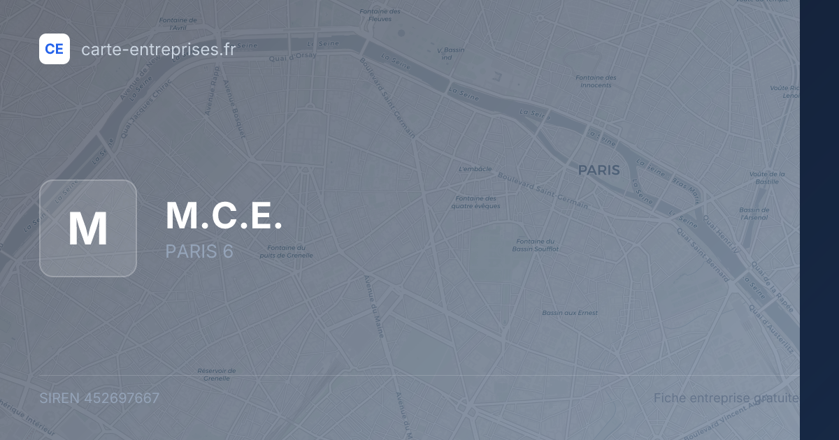 M.C.E. — 452697667 — fiche entreprise