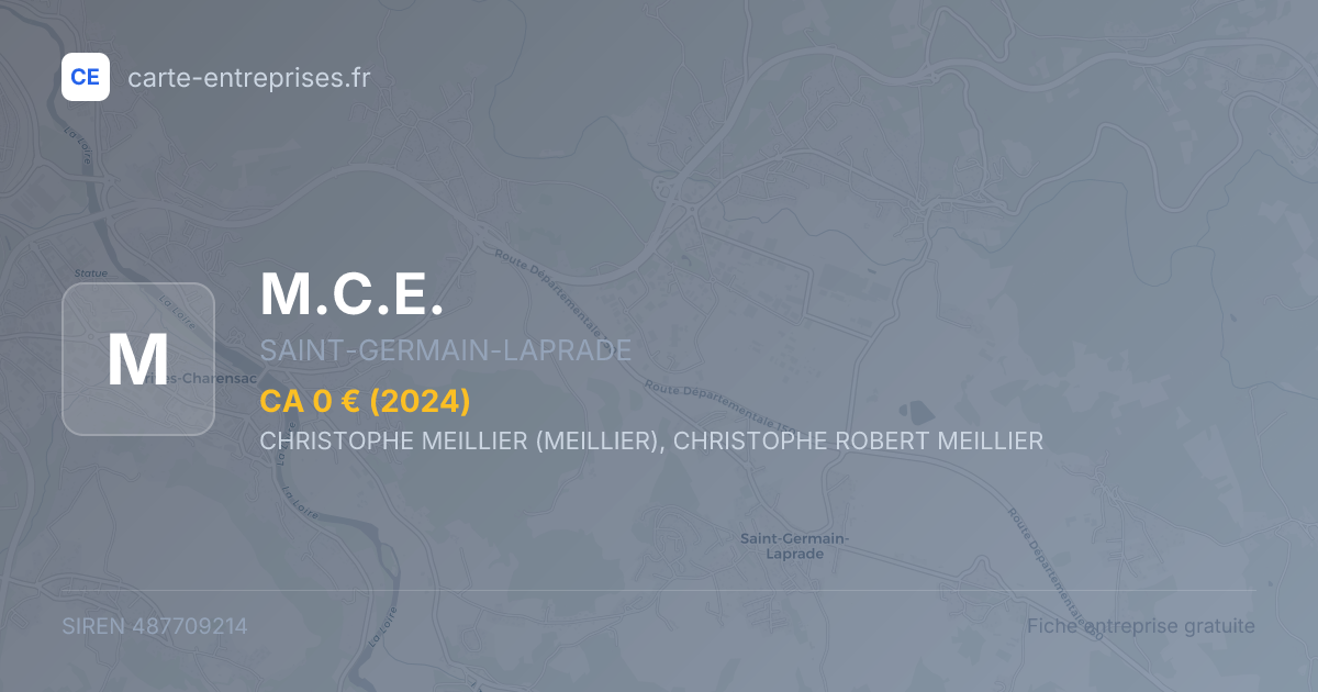 M.C.E. — 487709214 — fiche entreprise