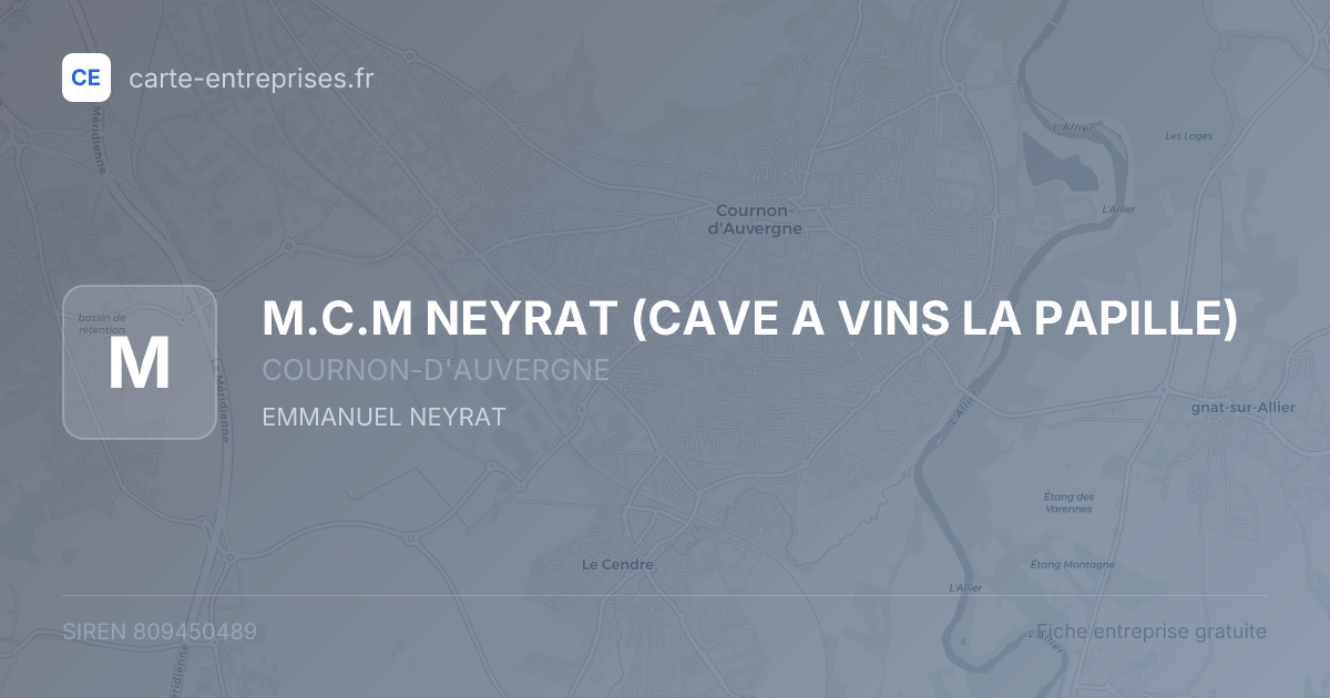 M.C.M NEYRAT (CAVE A VINS LA PAPILLE) — 809450489 — fiche entreprise