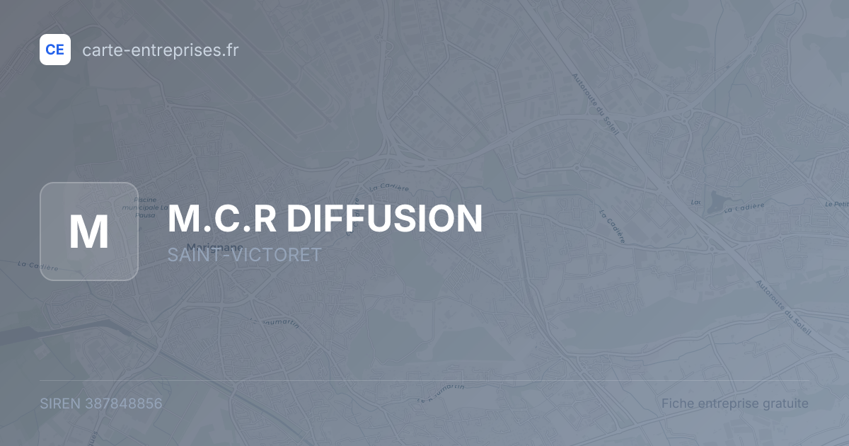 M.C.R DIFFUSION — 387848856 — fiche entreprise