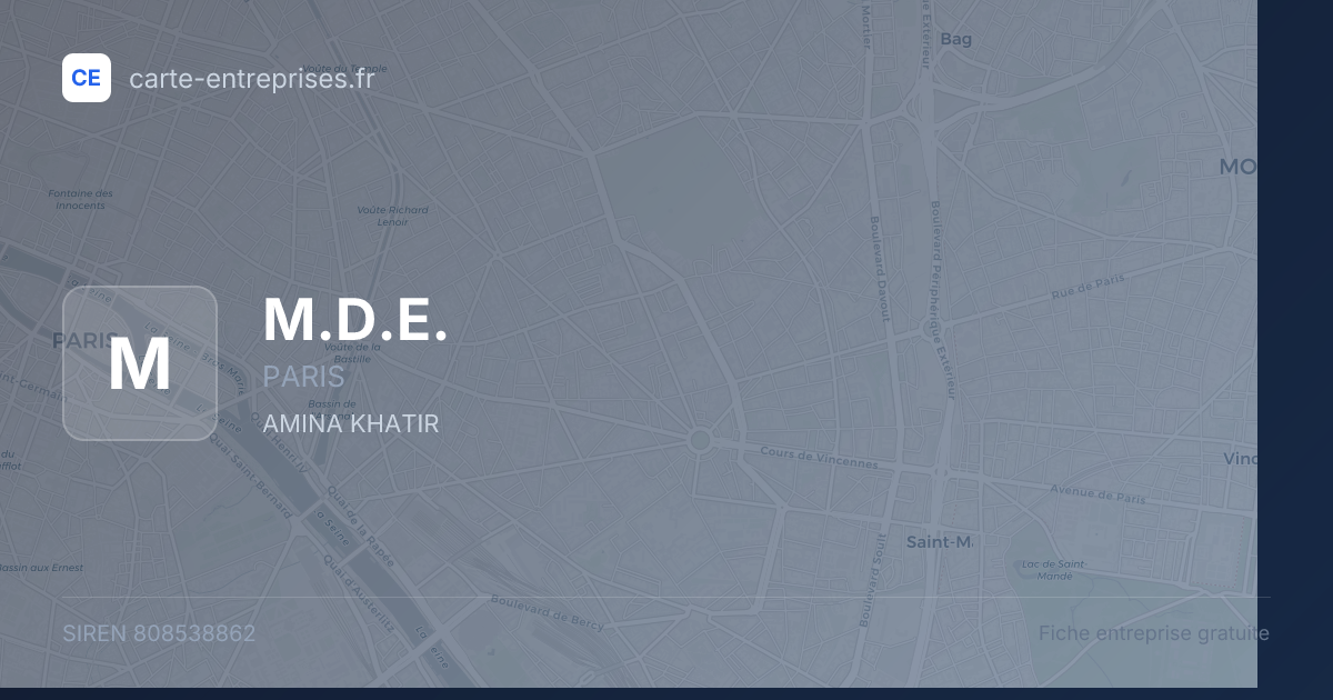 M.D.E. — 808538862 — fiche entreprise