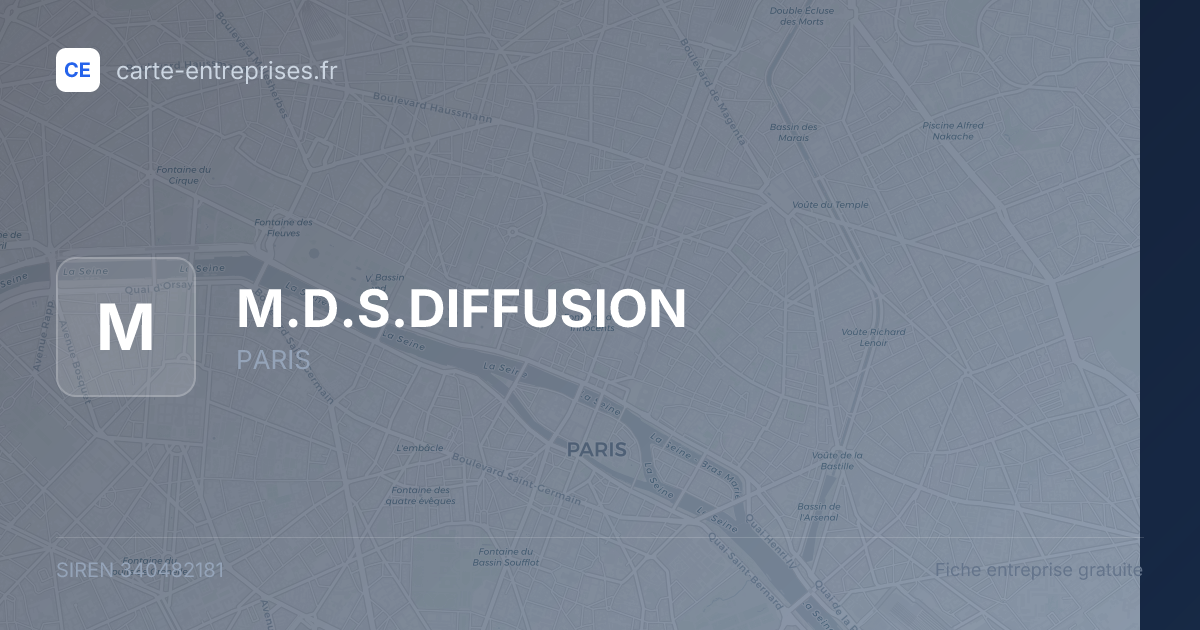 M.D.S.DIFFUSION — 340482181 — fiche entreprise