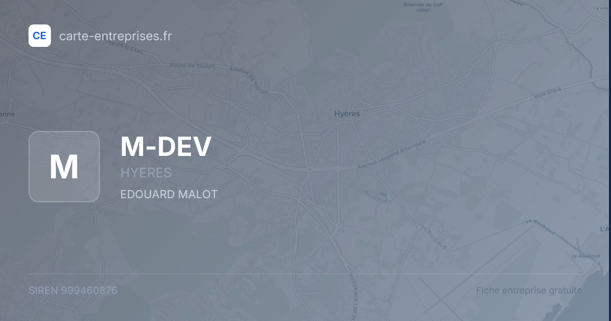 M-DEV — 999460876 — fiche entreprise