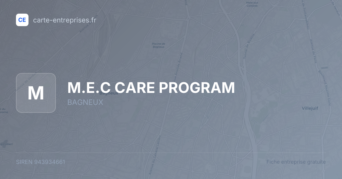 M.E.C CARE PROGRAM — 943934661 — fiche entreprise