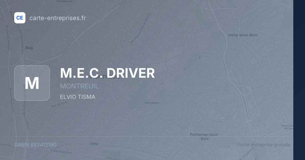 M.E.C. DRIVER — 882412190 — fiche entreprise