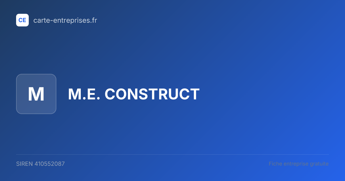 M.E. CONSTRUCT — 410552087 — fiche entreprise