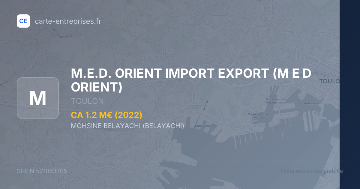 M.E.D. ORIENT IMPORT EXPORT (M E D ORIENT) — 521853705 — fiche entreprise