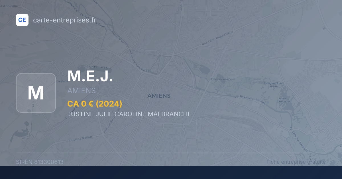 M.E.J. — 813300613 — fiche entreprise