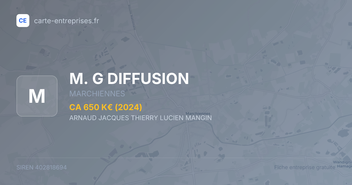 M. G DIFFUSION — 402818694 — fiche entreprise
