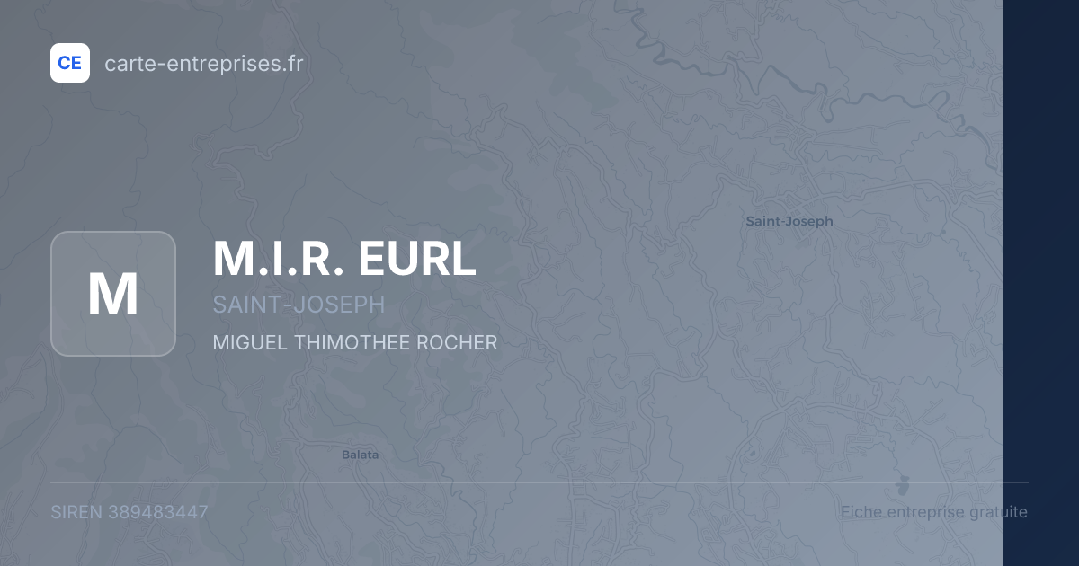 M.I.R. EURL — 389483447 — fiche entreprise